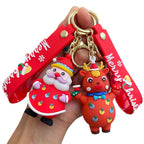 Silicone Christmas Elk Snowman Keychain Colorful Holiday Characters 5