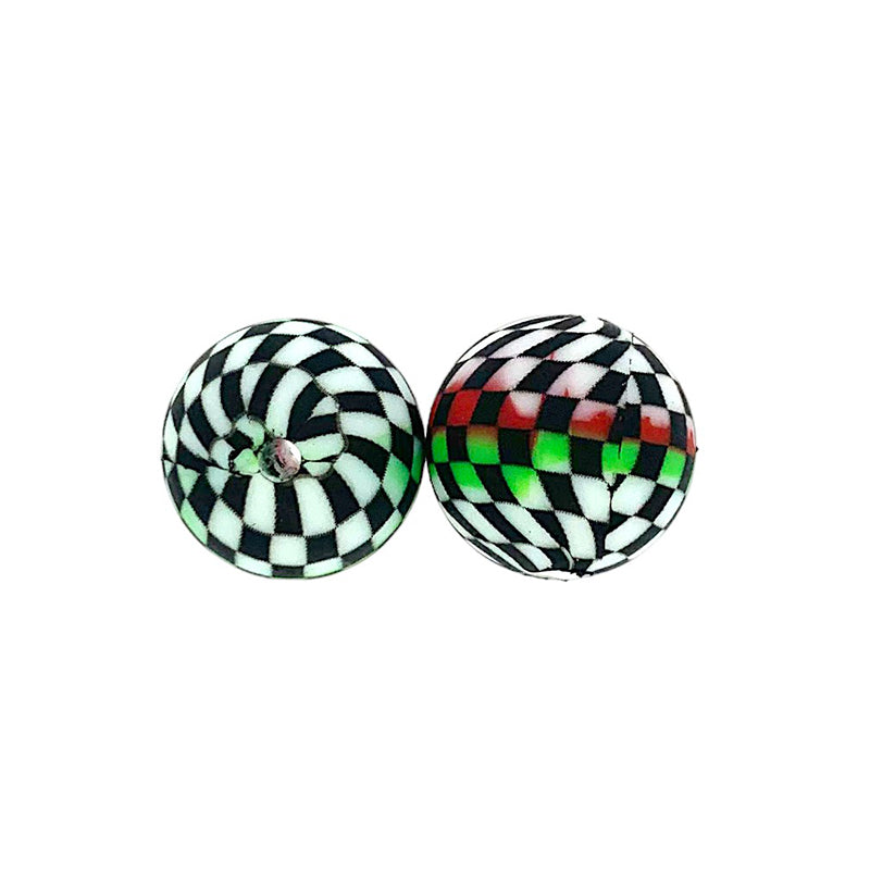 15mm Checkered Silicone Beads Classic Color Pattern 50pcs 6