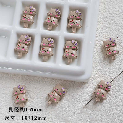 Double Kitty Stack Metal Beads 19mm Painted Alloy 10pcs 10