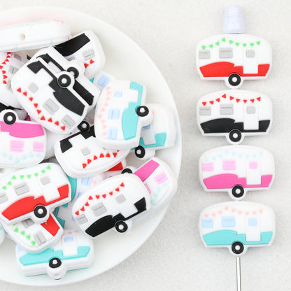 Four Color Camping Vehicle Silicone Focal Beads 20pcs