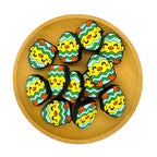 Silicone Focal Beads Easter Teal Eggshell Chick Front View Smiling Face 2