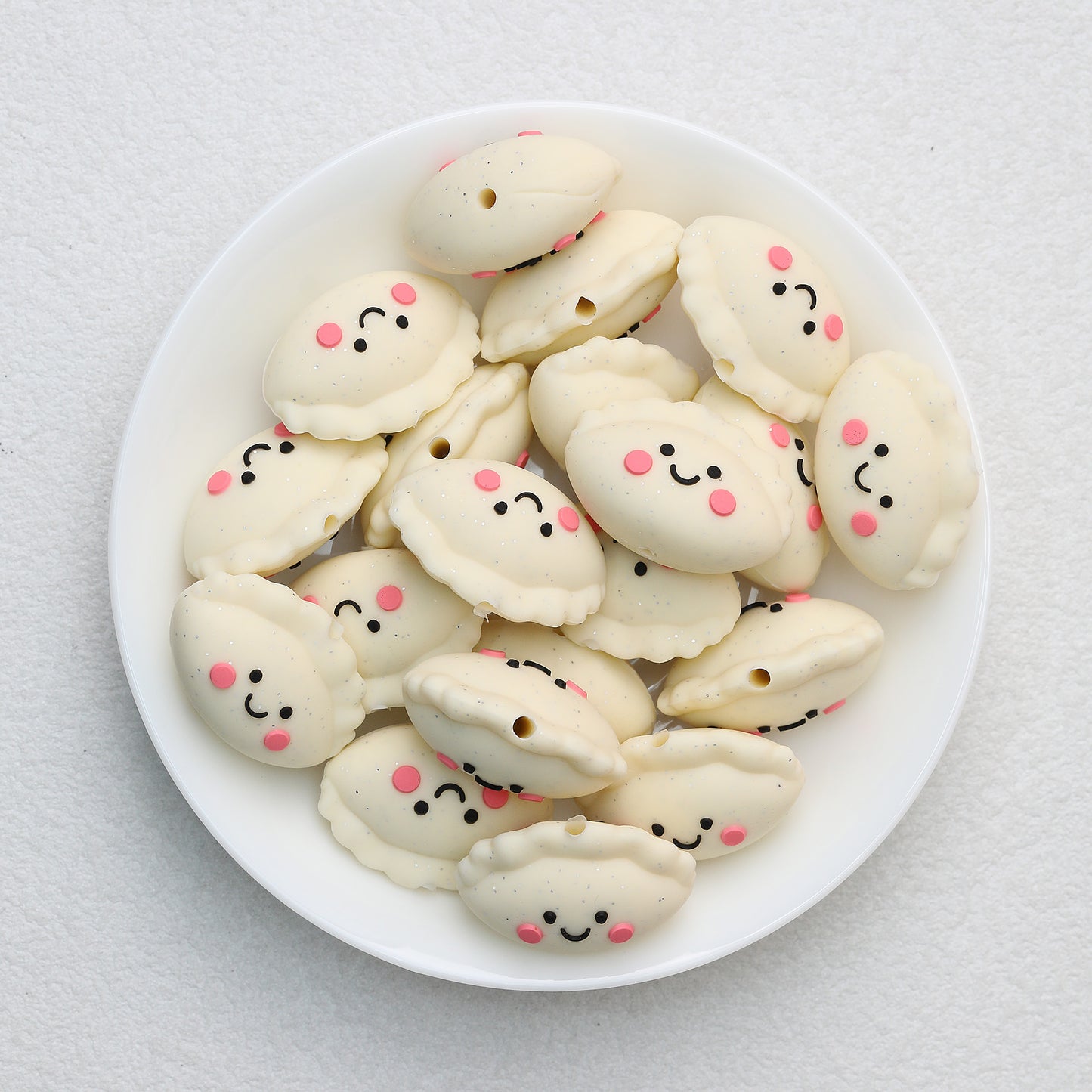 Cute 3D Glitter Dumpling Silicone Focal Beads 20pcs 11