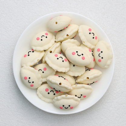 Cute 3D Glitter Dumpling Silicone Focal Beads 20pcs 11