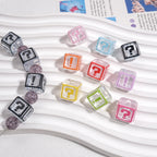 Clear Square Acrylic Beads 14mm Question & Exclamation Mark Pattern 30pcs 2