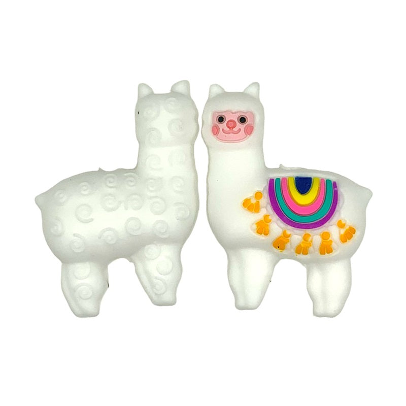 Silicone 3D Focal Beads Rainbow Alpaca Colorful Saddle Design
