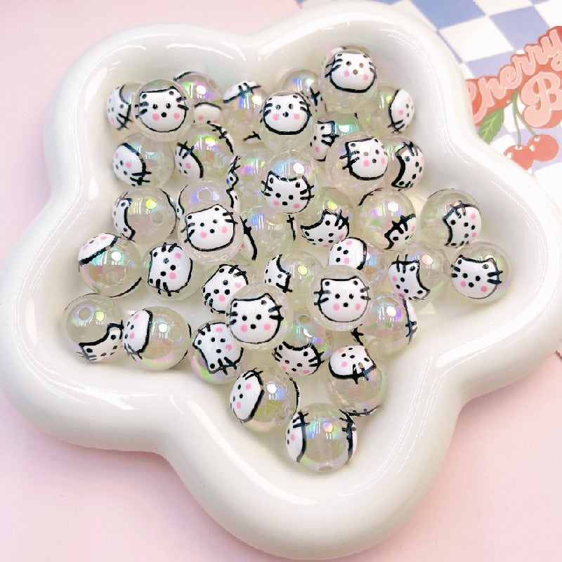 Transparent Cat Rabbit Acrylic Beads 16mm Playful Faces 2pcs 7