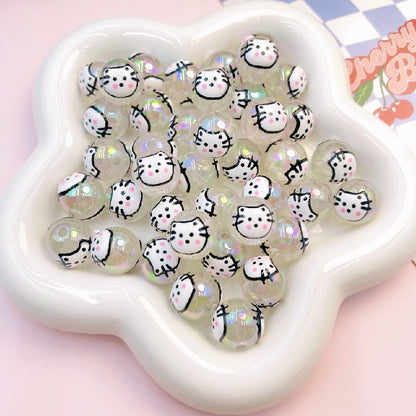 Transparent Cat Rabbit Acrylic Beads 16mm Playful Faces 2pcs 7