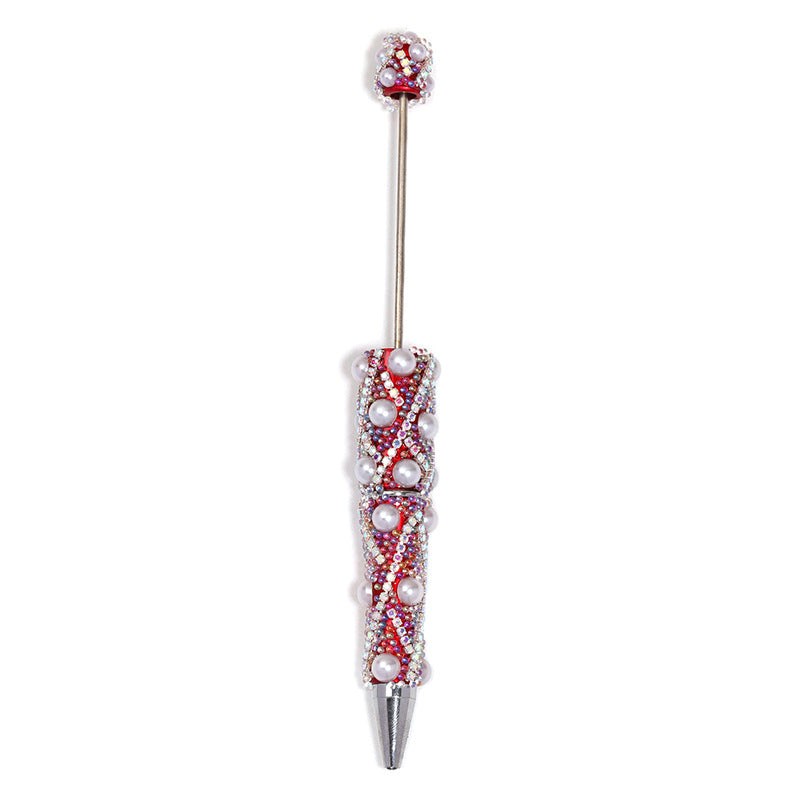 Beadable Pen with Rhinestone Pearl Chain Multicolor Rotating 5 Pcs 9