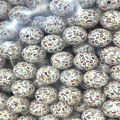 15mm Silicone Beads Multi Color Leopard Print 50pcs 4