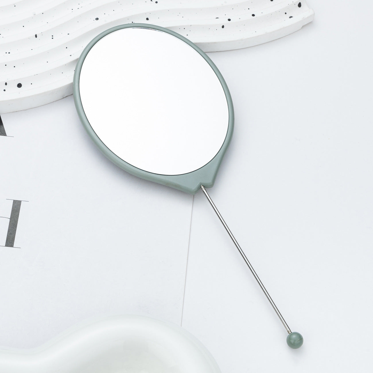 Beadable Plastic Mirror Handheld Oval