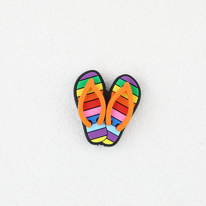 3D Colorful Flip Flop Silicone Focal Beads Multicolor Striped 20pcs - Flip Flop 2