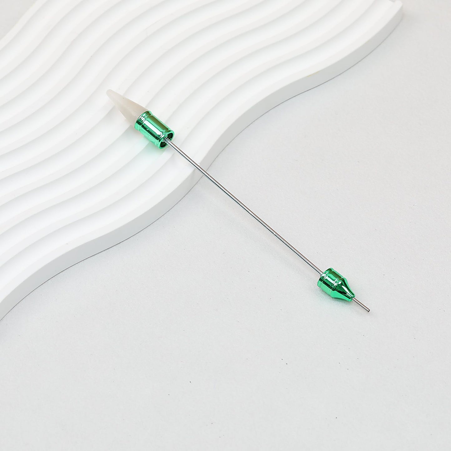 Beadable Double Head Point Drill Nail Tool Metal Handle 12.2cm - Green
