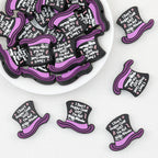 Halloween Witch Hat Silicone Focal Beads Purple Black 20pcs