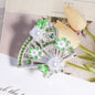 Alloy Hollow 3D Fan Shaped Rhinestone Beads 33mm 3pcs 12