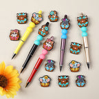 Silicone Focal Beads Basket Animals Holding Bows 20pcs 7