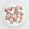 Cute Yellow and Pink Bee Silicone Focal Beads 20 pcs - Pink