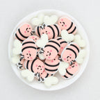 Cute Yellow and Pink Bee Silicone Focal Beads 20 pcs - Pink