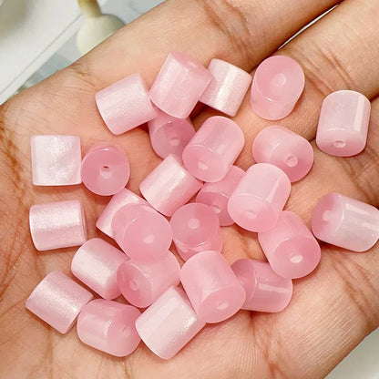 Gradient Color Cylindrical Resin Beads 8mm Glitter Effect 10pcs 11