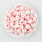 15mm Printed Leaf Pattern Silicone Round Beads 50pcs 6