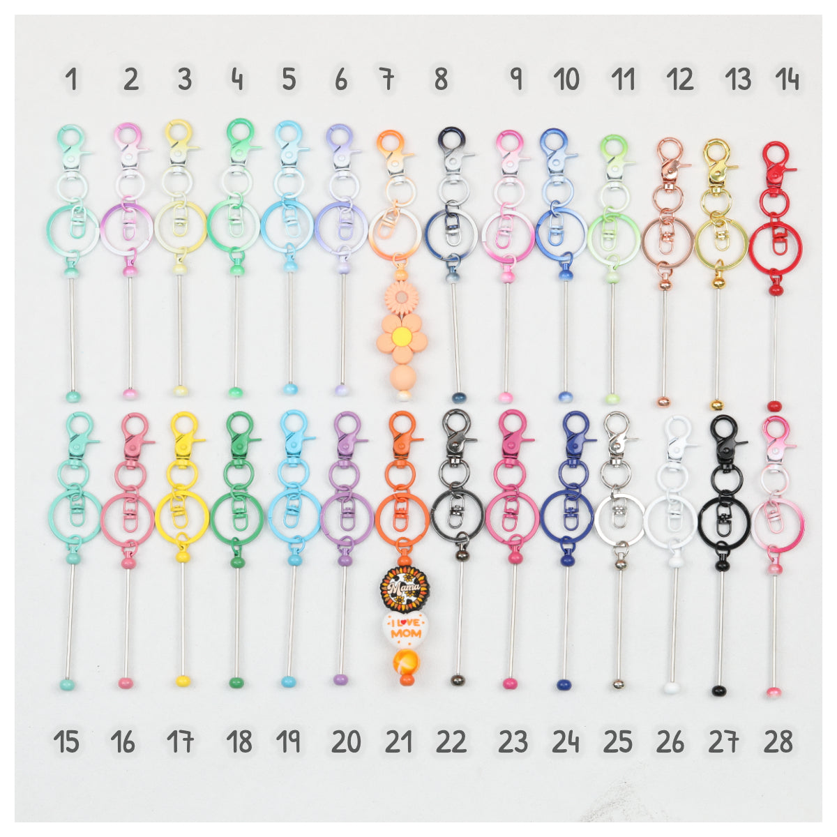 Beadable Gradient Color DIY Metal Keychain