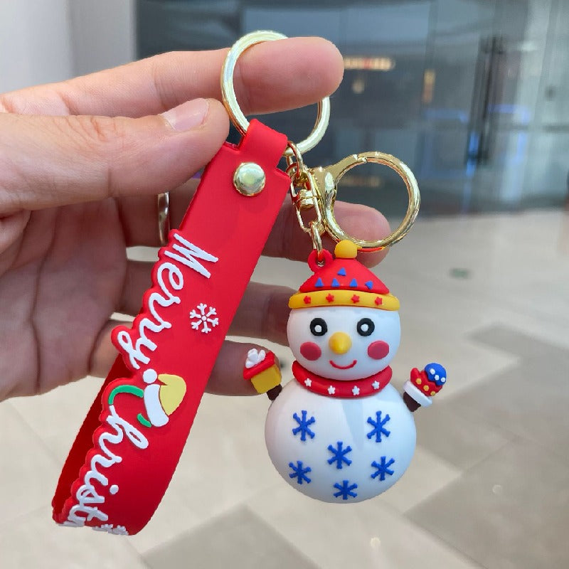 Silicone Christmas Elk Snowman Keychain Colorful Holiday Characters 9