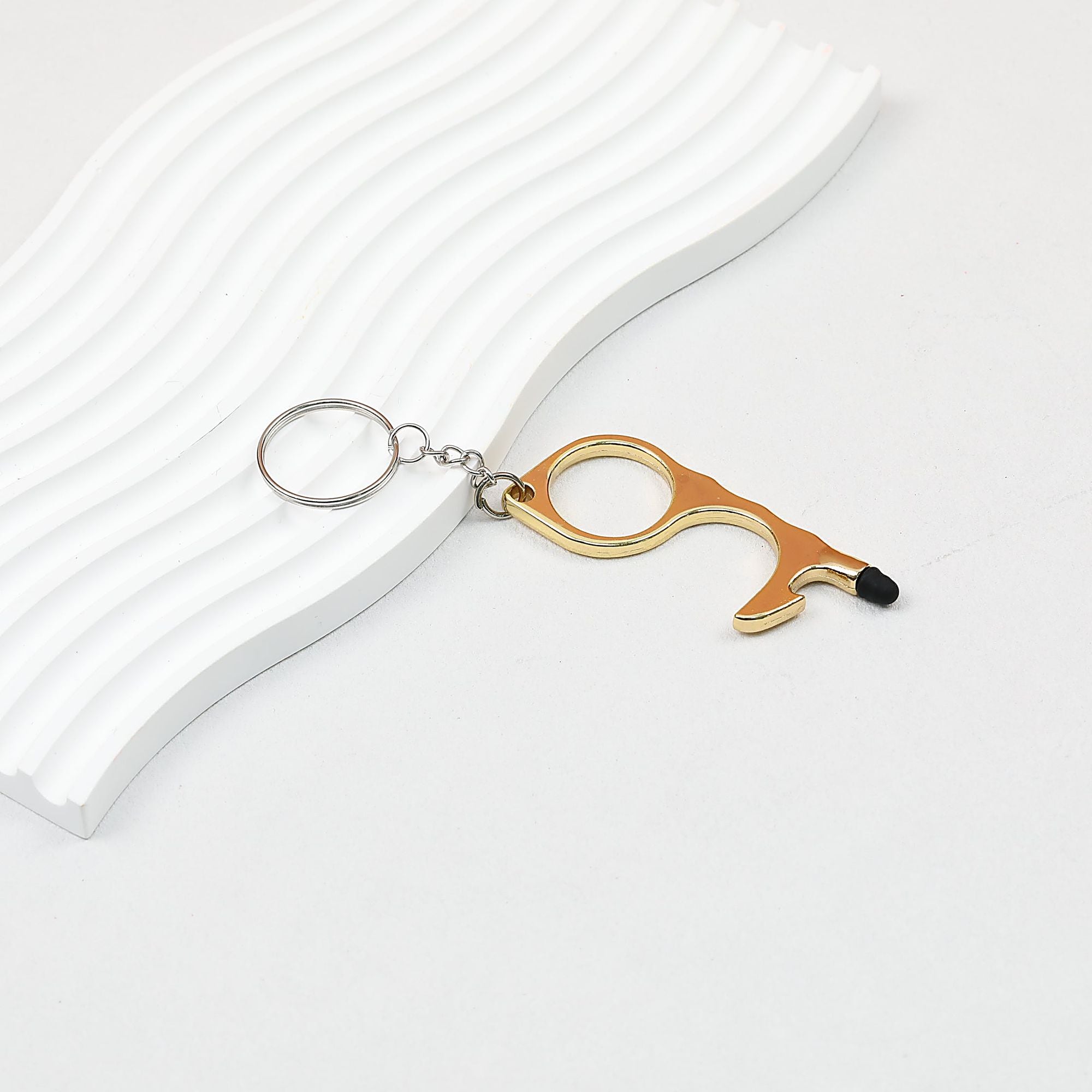 No Touch Door Opener Touchscreen Keychain Multifunctional Alloy - Plating Gold