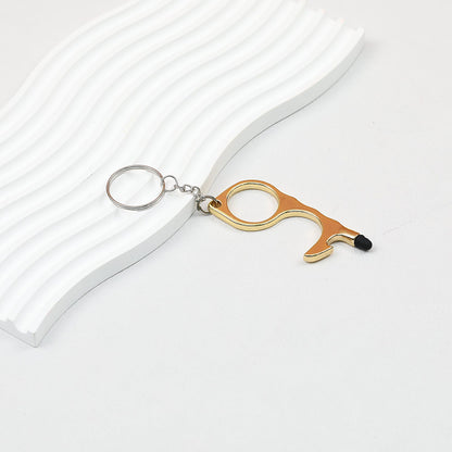 No Touch Door Opener Touchscreen Keychain Multifunctional Alloy - Plating Gold