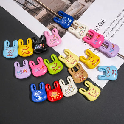 Painted Handbag Acrylic Beads 25mm Cartoon Pattern Bright Colors 10pcs