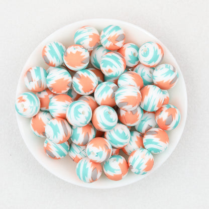 15mm Printed Pattern Round Silicone Beads 50pcs 6