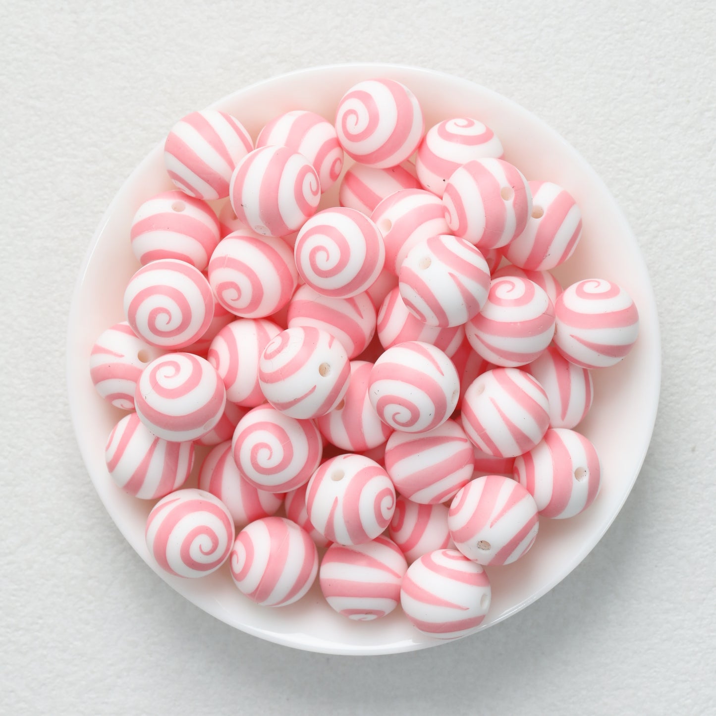 Colorful 15mm Swirl Pattern Priented Round Silicone Beads 50pcs 3