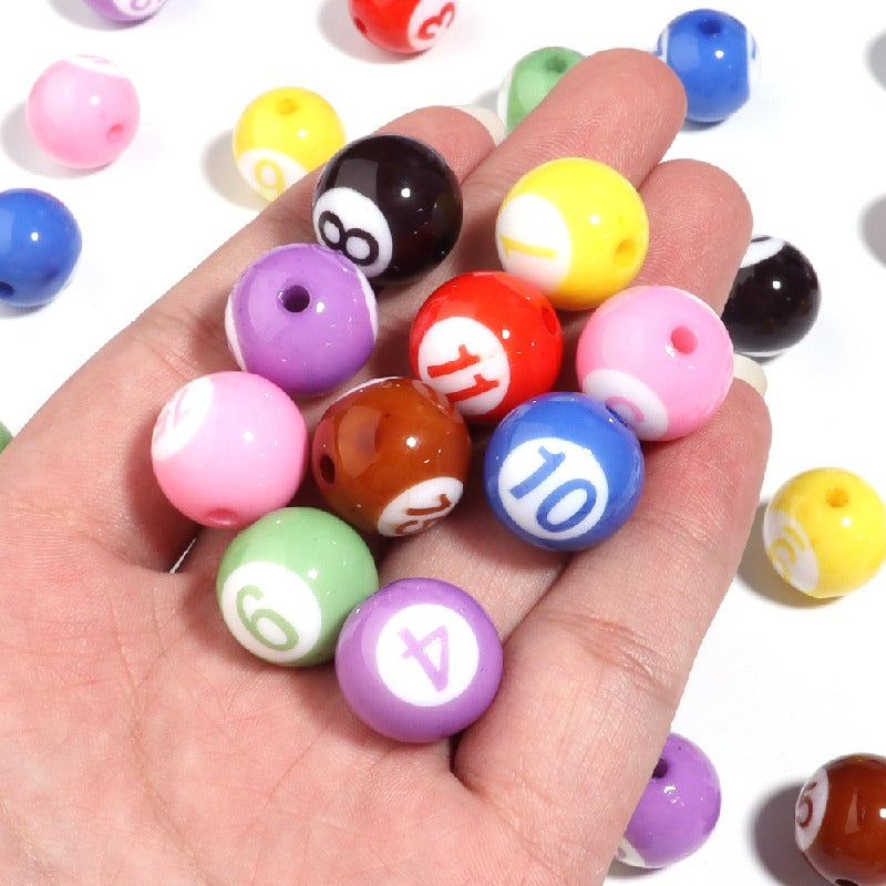 Colored Billiard Ball Round Acrylic Beads 16mm Glossy 10pcs 4