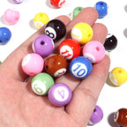 Colored Billiard Ball Round Acrylic Beads 16mm Glossy 10pcs 4