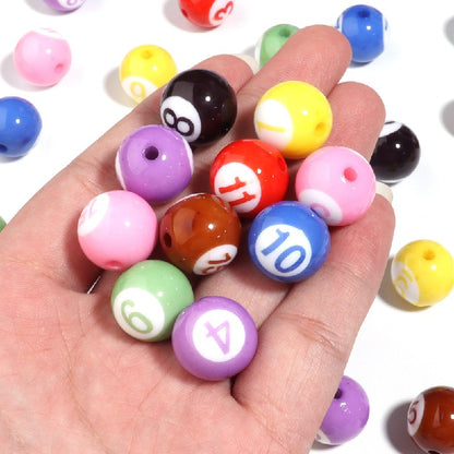 Colored Billiard Ball Round Acrylic Beads 16mm Glossy 10pcs 4