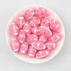 3D Pink Rugby Ribbon Silicone Focal Beads 20Pcs  2