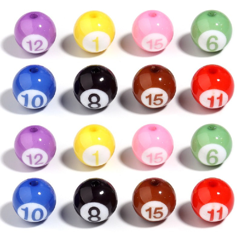 Colored Billiard Ball Round Acrylic Beads 16mm Glossy 10pcs 5