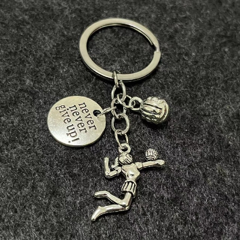 Alloy Horn Volleyball Player Keychain Metal Sports Charm 8