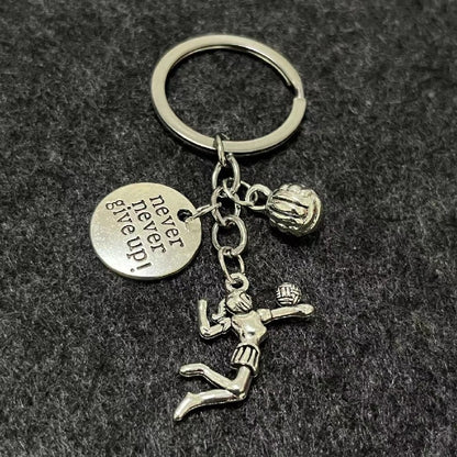 Alloy Horn Volleyball Player Keychain Metal Sports Charm 8