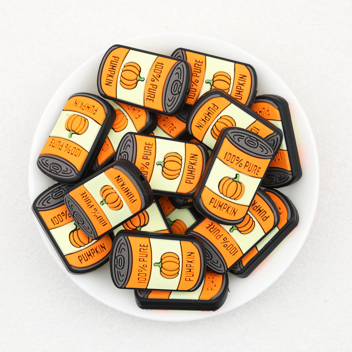 Halloween Pumpkin Can Silicone Focal Beads 20pcs 2