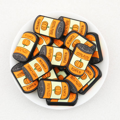 Halloween Pumpkin Can Silicone Focal Beads 20pcs 2