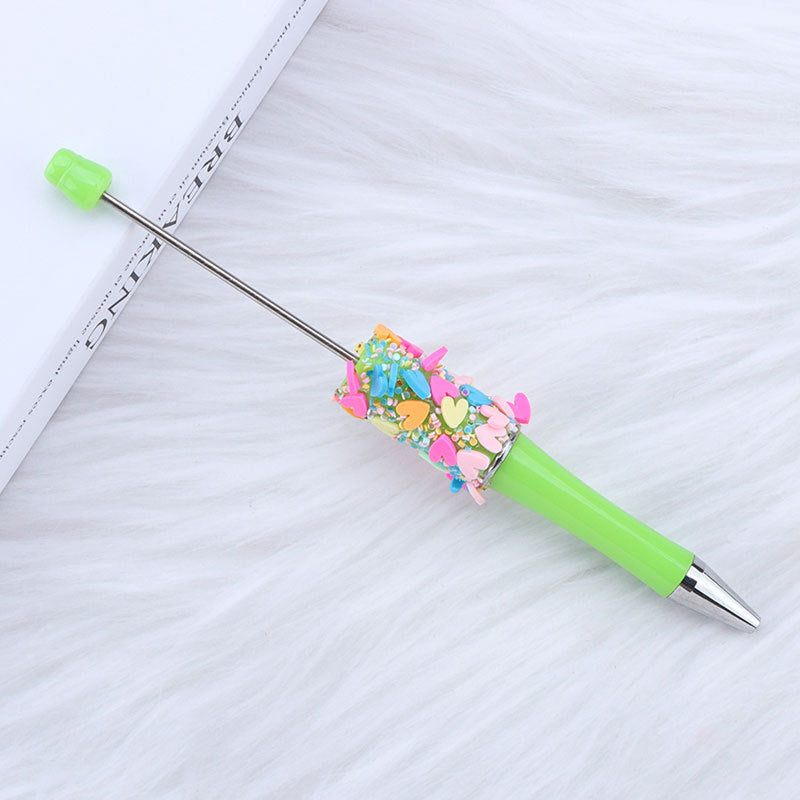 Beadable Pen with Heart Confetti and Rhinestone 8