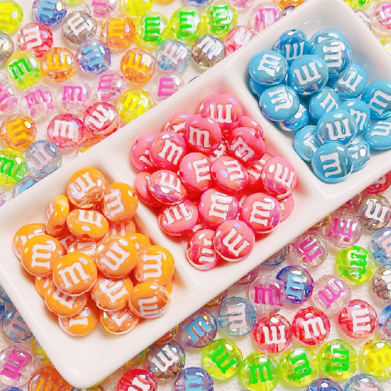 Glossy M Beans Acrylic Beads 14mm Colorful Candy 10pcs 3