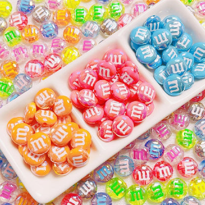 Glossy M Beans Acrylic Beads 14mm Colorful Candy 10pcs 3