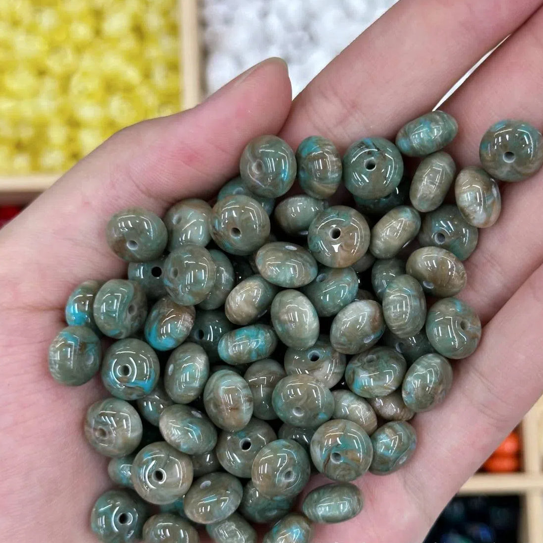 Resin Spacer Beads 10mm Oil Painting Texture 60pcs 3
