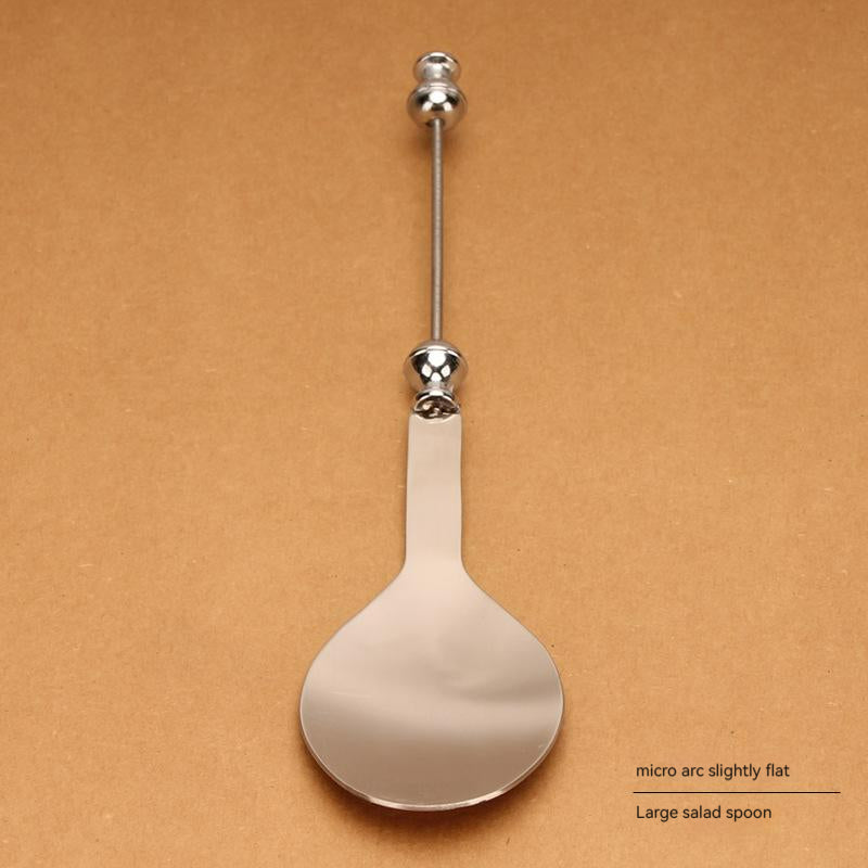 Beadable Salad Spoon Stainless Steel Zinc Alloy Bead Handle 8