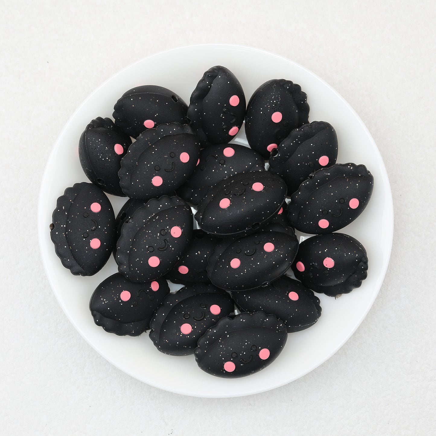 Cute 3D Glitter Dumpling Silicone Focal Beads 20pcs 10