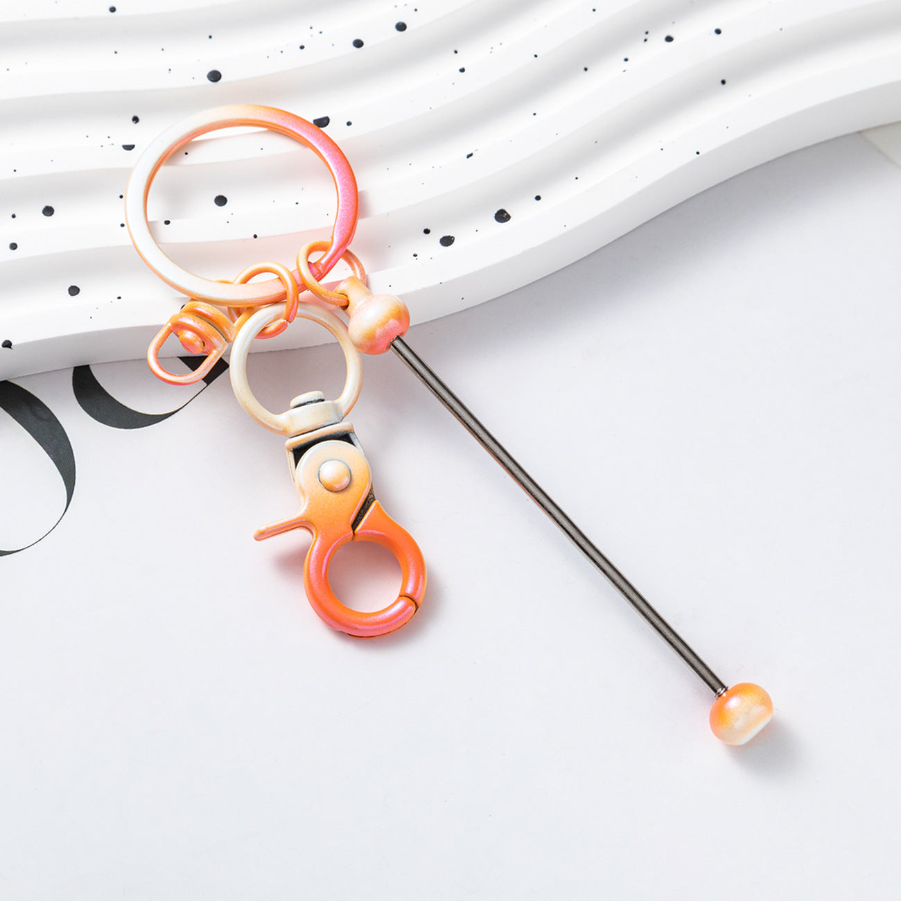 Beadable Gradient Color DIY Metal Keychain