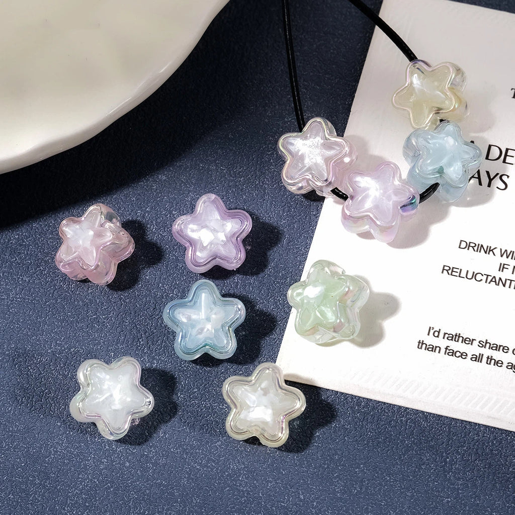 Transparent Iridescent Star Acrylic Beads 13mm 20pcs 2