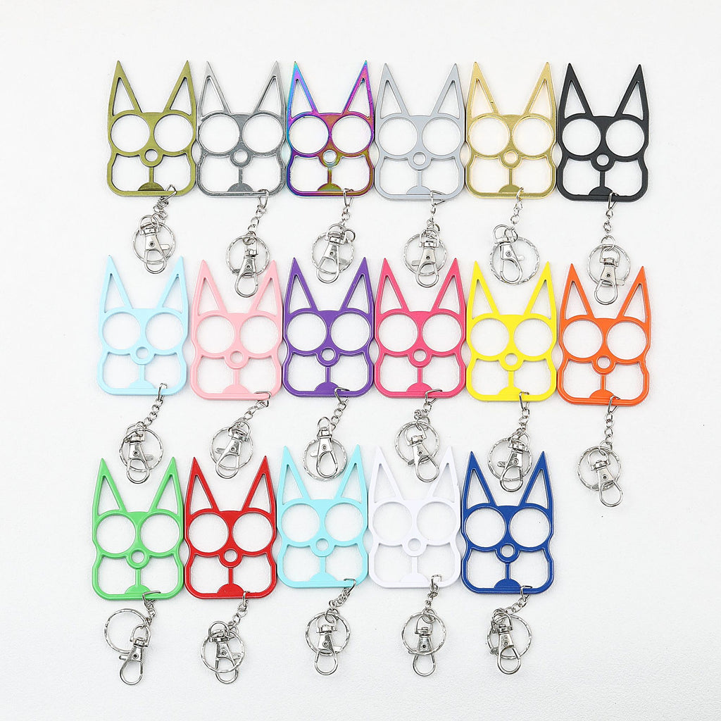 Self Defense Keychain Cat Shape Zinc Alloy Two Finger Grip 2pcs