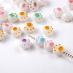 Cartoon 3D Cat Paw Acrylic Beads 12mm Pastel Mixed Colors 100pcs