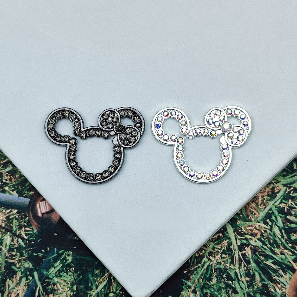 Cute Hollow Rhinestone Mickey Head Alloy Bead Frames 10pcs 2